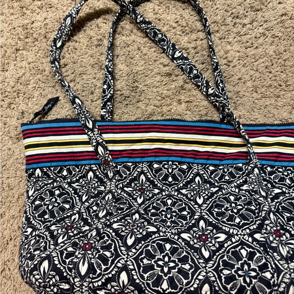 Floral Patterned Tote Bag - Black and White